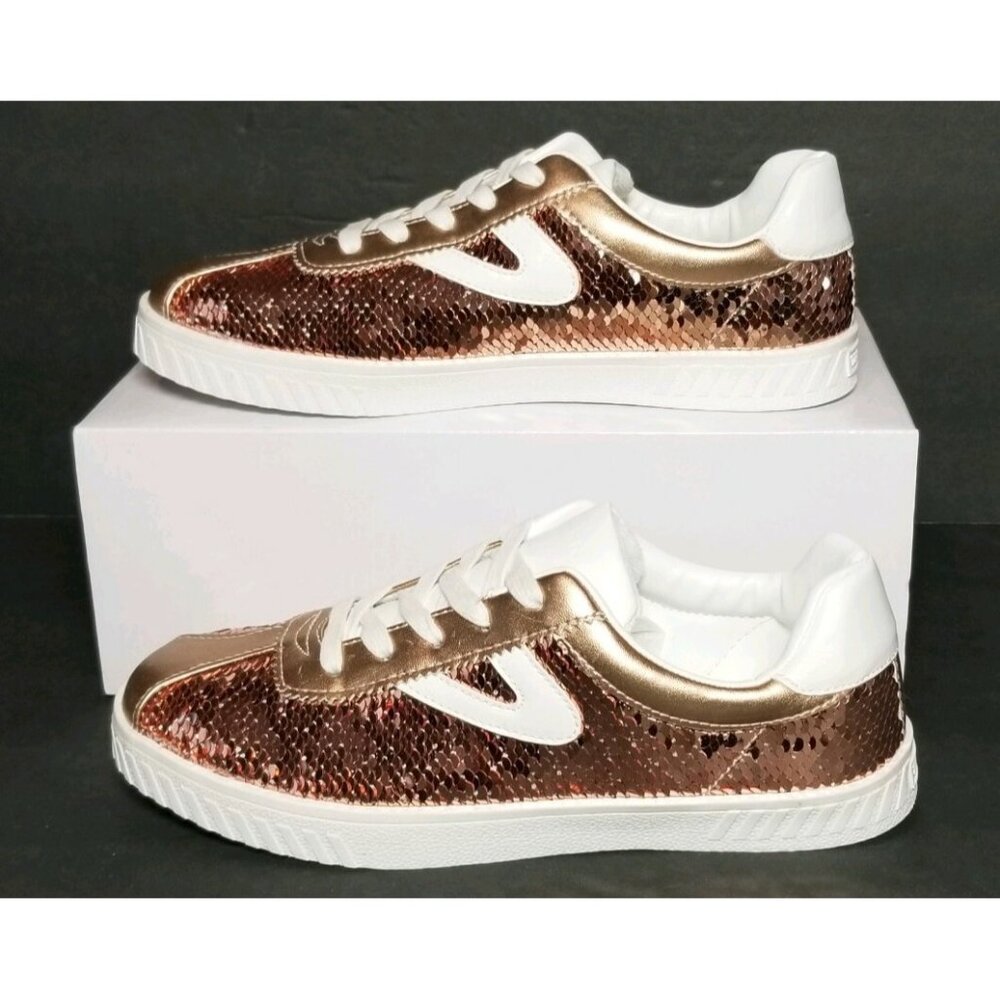 TRETORN CAMDEN SEQUIN WHITE / DARK PINK CHILD SIZE 5 NEW IN BOX LE-03 A-R